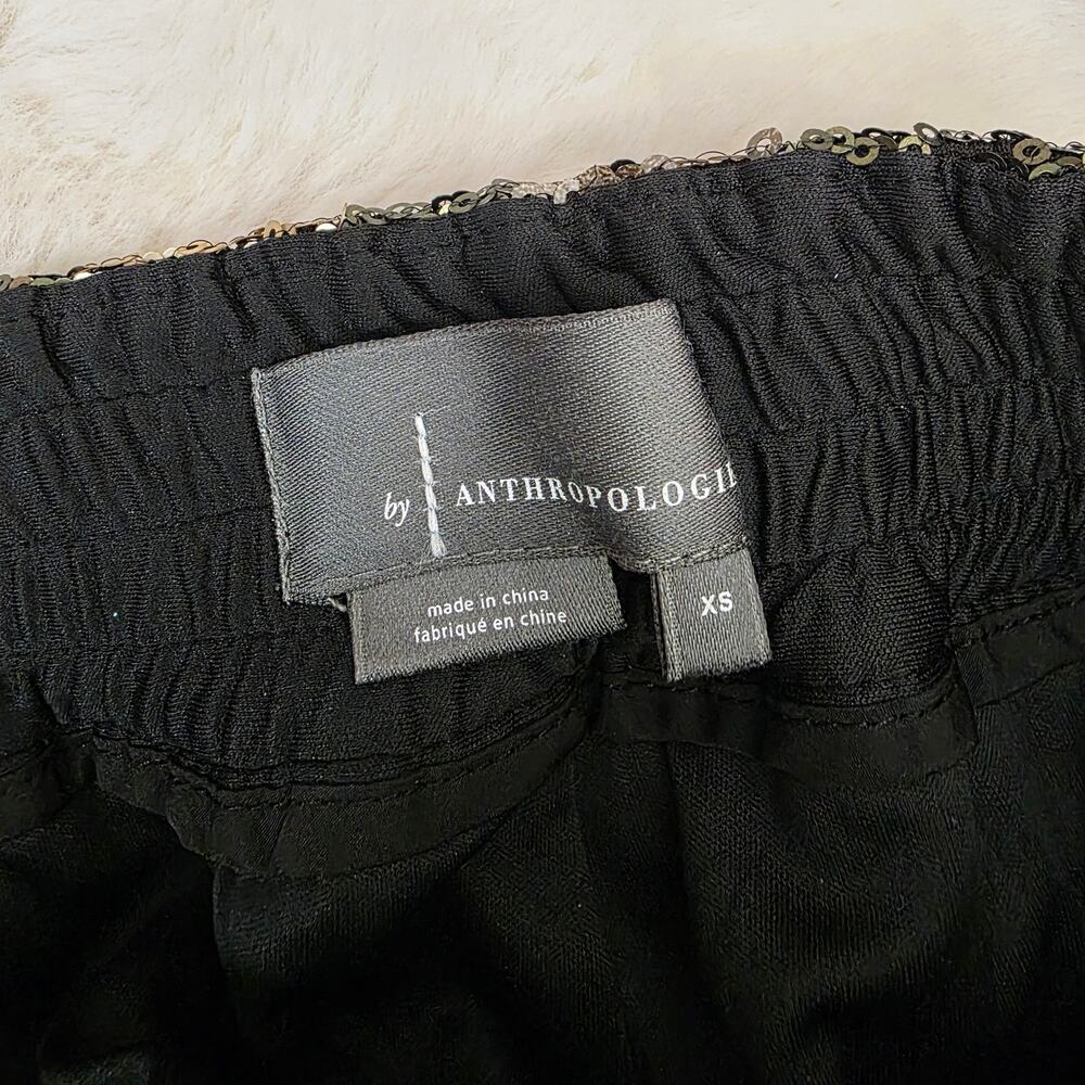 Anthropologie Green Camo Sequin Jogger Pants XS Sparkly Statement Trousers NYE - Picture 4 of 13